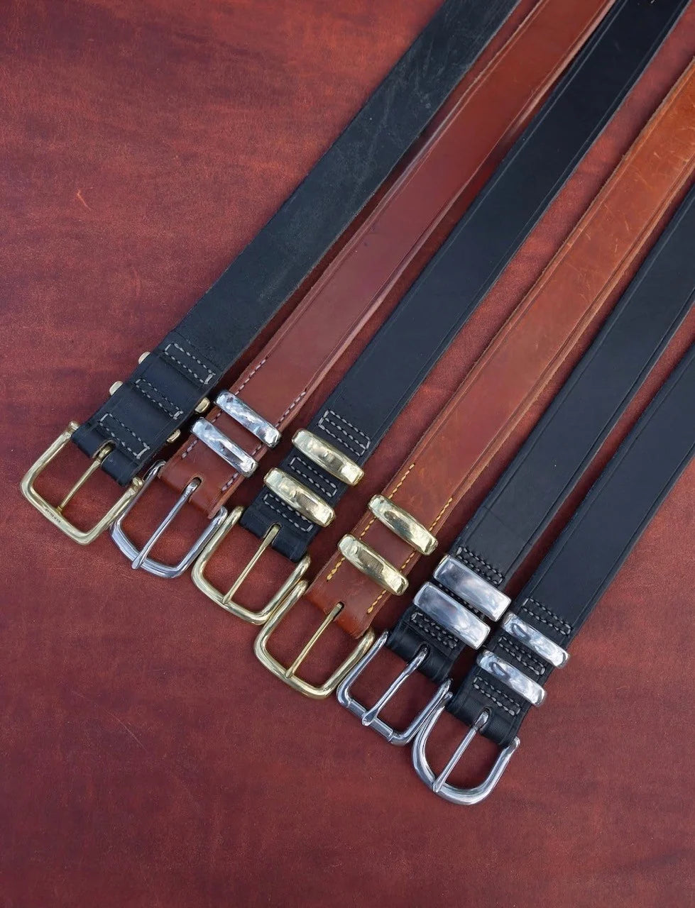 Custom plain leather belt